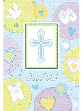 Sweet Christening Cross Invitations - Thank You Notes - Envelopes (8 Pack)